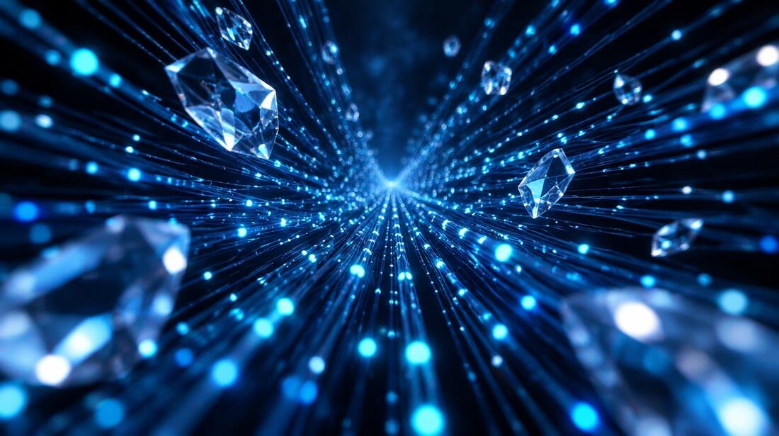 Fibre optic strands carrying blue light